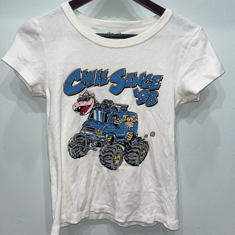 Brandy Melville White 'Chill Since 93' baby tee